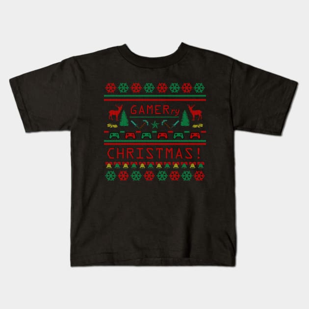 Christmas Ugly Sweater Kids T-Shirt by euglenii